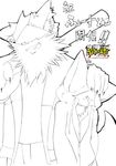  bat canine claws clothing fur hat hatake hoodie jacket japanese japanese_text mammal monochrome pants pen_(artwork) pointy_ears shirt sketch smile text traditional_media_(artwork) translation_request zipper 