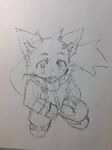  anthro clothed clothing eyebrows feline fur furry_tail hatake hoodie looking_at_viewer male mammal pants pencil_(artwork) pointy_ears sketch solo traditional_media_(artwork) 