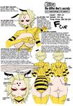  1girl ass bee_girl blonde_hair breasts character_sheet compound_eyes extra_arms eyebrows female insect_girl inui_takemaru kiira_(monster_musume) monster_girl monster_musume_no_iru_nichijou okayado red_eyes solo white_background 