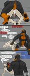 after-sex canine cheating chihuahua comic cum cum_in_ass cum_inside cum_trail dialogue dog dr_ingot_(character) flint_king_(character) male male/male mammal penis rottweiler simple_background size_difference smile spanking thekings_(artist) 