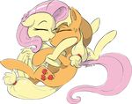  2016 alpha_channel applejack_(mlp) blonde_hair cutie_mark dilarus duo earth_pony equine eyes_closed feathered_wings feathers female feral fluttershy_(mlp) freckles friendship_is_magic fur hair hi_res horse hug kissing mammal my_little_pony orange_fur pegasus pink_hair pony simple_background transparent_background wings yellow_feathers yellow_fur 