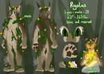  anthro candychameleon english_text feline forest fur glowing glowing_eyes hair lynx magic male mammal model_sheet solo text tree 