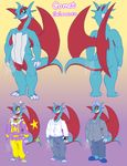 anthro candychameleon clothed clothing english_text eyewear male model_sheet nintendo nude pok&eacute;mon salamence solo standing text video_games 