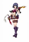  alexandra_alshavin armor armor_boots bangs blue_eyes boots character_name closed_mouth cover_image dagger dual_wielding female full_body holding_weapon kabashima_yousuke legband looking_at_viewer madan_no_ou_to_vanadis midriff navel png_conversion short_hair solo standing weapon 