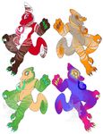  anthro candychameleon chameleon featureless_crotch group lizard looking_at_viewer male nude reptile scalie smile tongue tongue_out 