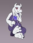  2016 3_toes anthro bitcoon boss_monster caprine female goat hindpaw mammal paws red_eyes simple_background solo toes toriel undertale video_games 