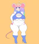  2016 absurd_res anthro areola big_breasts bottomless breasts clothed clothing erect_nipples female hi_res mammal mouse nipple_bulge nipples plankboy pussy rodent solo thick_thighs wide_hips 
