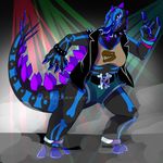  anthro armpits candychameleon clothed clothing dinosaur female looking_at_viewer solo standing watermark 