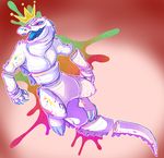  anthro band-aid bandage candychameleon crocodile crocodilian crown featureless_crotch male nude open_mouth reptile scalie solo teeth 