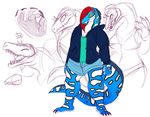  anthro candychameleon clothed clothing dragon eel female fish looking_at_viewer marine multiple_images overweight sketch solo standing 