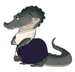  anthro clothed clothing crocodile crocodilian female green_scales handbag justwannadraw reptile scales scalie simple_background solo standing teeth white_background 
