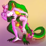  anthro armpits candychameleon chameleon crocodile crocodilian cum cum_in_pussy cum_inside duo female lizard male male/female nude penetration reptile scalie sex smile standing vaginal vaginal_penetration 