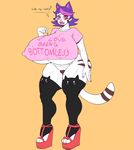  2016 absurd_res anthro areola big_breasts bottomless breasts cat clothed clothing erect_nipples feline female hi_res huge_breasts mammal nipple_bulge nipples plankboy pussy solo thick_thighs wide_hips 