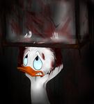  anthro avian beak bird blood dark disney duck duckydearest fear feathers gore huey_duck male nightmare_fuel nude quack_pack solo spikes torture trapped where_is_your_god_now white_feathers wounded young 