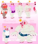  animal_genitalia animal_penis anthro beard candychameleon clothed clothing erection facial_hair feline feline_penis fur male mammal model_sheet musclegut nude overweight pastel_pink_fur penis pink_fur smile solo standing 