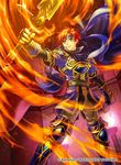  armor blue_eyes boots cape company_connection copyright_name fingerless_gloves fire fire_emblem fire_emblem:_fuuin_no_tsurugi fire_emblem_cipher gloves headband holding holding_weapon kita_senri male_focus md5_mismatch official_art red_hair roy_(fire_emblem) serious solo sword thigh_boots thighhighs weapon 