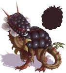  ambiguous_gender blackberry_(fruit) claws dragon feral flora_fauna food fruit horn iguanamouth long_neck long_tail mimic plant semi-anthro shaded sharp_teeth signature solo spines teeth 