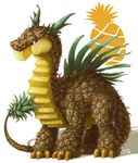  ambiguous_gender claws dragon feral flora_fauna food fruit horn iguanamouth long_neck long_tail pineapple plant quadruped shaded signature solo spines standing 