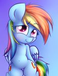  blush cutie_mark equine female friendship_is_magic hair half-closed_eyes heavymetalbronyyeah mammal multicolored_hair my_little_pony navel pegasus rainbow_dash_(mlp) raised_eyebrow smile solo wings 