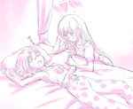  bed commentary iesupa limited_palette looking_at_another multiple_girls navel pajamas ruby_rose rwby scar sleeping weiss_schnee whistle 