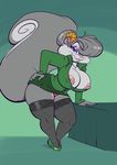  2016 animaniacs anthro areola big_breasts breasts cleavage clothed clothing erect_nipples female joelasko looking_at_viewer mammal nipples rodent slappy_squirrel smile solo squirrel 