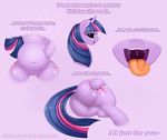  2016 augustbebel butt cutie_mark dialogue dock english_text equine female friendship_is_magic hair hi_res horn mammal my_little_pony navel open_mouth saliva solo text tongue tongue_out twilight_sparkle_(mlp) unicorn 