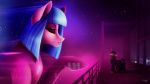  band-aid bandage black_eyes blade_runner blade_runner_2049 blue_hair bridge clothing coat crossover cyberpunk das-leben earth_pony equine friendship_is_magic hair hologram hooves horn horse mammal my_little_pony night parody pony replicant trenchcoat unicorn 