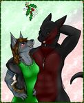  anyyee blush christmas dragon feline female holidays jewelry lynx male mammal mistletoe nanoo(artist) necklace plant romantic_couple simple_background tape tiamat234 