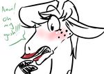  2016 anthro blush dialogue disney edy_(inkyfrog) english_text fan_character female freckles giraffe horn inkyfrog lipstick makeup mammal reaction_image restricted_palette simple_background solo text white_background zootopia 