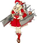  akira_(kadokawa) beret blonde_hair blue_eyes blue_hair breasts christmas_tree commandant_teste_(kantai_collection) full_body gift hair_ornament hat jacket kantai_collection keychain large_breasts long_hair looking_at_viewer multicolored_hair official_art red_hair santa_hat scarf seaplane_tender_water_hime solo star streaked_hair transparent_background 