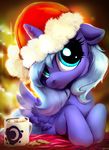  2016 absurd_res christmas cup cutie_mark equine feathered_wings feathers female feral friendship_is_magic hair hat hi_res holidays hooves horn imalou mammal my_little_pony princess_luna_(mlp) santa_hat solo winged_unicorn wings young 