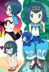  10s 1girl ass bangs blue_eyes blue_hair blunt_bangs child closed_mouth eyes_closed flat_chest full_body herukerua nintendo palm_tree plant pokemon pokemon_(game) pokemon_sm popplio profile sailor_collar sand sitting sky sleeping smile standing suiren_(pokemon) swimsuit swimsuit_under_clothes tree trial_captain 