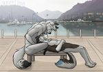  2016 5_toes anthro arctic_fox avian bench biped bird black_fur black_markings black_nose black_tail blue_fur blue_markings blue_nose blue_tail boat canine casual_nudity cheek_tuft chest_tuft crossed_legs day detailed_background digital_media_(artwork) dipstick_tail dog duo ear_markings eyebrows facial_markings fluffy fluffy_tail fox fur head_tuft husky lake landscape lying male male/male mammal markings mountain multicolored_fur multicolored_tail nude on_back outside pier plantigrade romantic romantic_couple seaside signature sitting skaylez skoda_(character) sky smile snout sphaleros tasteful_nudity toes tuft two_tone_fur two_tone_tail vehicle water white_fur white_tail yellow_eyes 