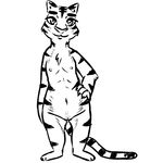  2016 anthro black_and_white chest_tuft disney fan_character feline female flat_chested hand_on_hip inkyfrog looking_at_viewer mammal monochrome nipples nude pussy simple_background smile standing stella_(inkyfrog) tiger tuft white_background zootopia 