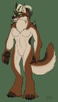  anthro bakari breasts canine featureless_breasts female fur hair horn hybrid mammal nude solo standing 