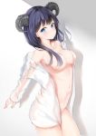  bottomless breasts filings_(ailuo_c) horns no_bra open_shirt see_through ssss.gridman takarada_rikka 