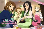  absurdres akiyama_mio apron black_eyes black_hair blonde_hair blue_eyes brown_eyes brown_hair casual chocolate feet hairband highres hirasawa_yui k-on! kadowaki_miku kneeling kotobuki_tsumugi long_hair miura_rina multiple_girls newtype non-web_source official_art open_mouth pantyhose ponytail round_teeth short_hair socks tainaka_ritsu tamine_ikuko teeth tsuda_sachie very_long_hair 