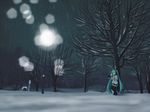  coat hatsune_miku highres long_hair snow snowing solo thighhighs twintails very_long_hair vocaloid wallpaper 