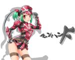  armor green_hair hermitaur_(armor) imazon monster_hunter panties red_eyes solo underwear 