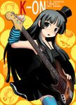  akiyama_mio bad_id bad_pixiv_id bangs bass_guitar black_eyes black_hair blunt_bangs chibi don't_say_&quot;lazy&quot; dress facepaint hat highres hirasawa_yui instrument k-on! kazuboh kotobuki_tsumugi long_hair mini_hat mini_top_hat mouth_hold multiple_girls plectrum tainaka_ritsu thighhighs top_hat 