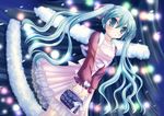  alternate_costume aqua_eyes aqua_hair bag blush christmas christmas_tree dress furukawa_lemon handbag hatsune_miku highres long_hair solo twintails very_long_hair vocaloid 