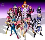  6+girls adiane allenby_beardsley ass blue_bodysuit blue_eyes blue_hair blue_leotard bodysuit breasts brown_hair buster_machine_7 cleavage code_geass crossover cutie_honey cutie_honey_(character) eyepatch from_above fujimura_shizuru g_gundam gloves green_eyes gundam hairband headband hidaka_aoi highres ibis_douglas inline_skates juusou_kikou_dancouga_nova kallen_stadtfeld kisaragi_honey large_breasts leeron leotard long_hair lyrical_nanoha mach_caliber magical_girl mahou_shoujo_lyrical_nanoha mahou_shoujo_lyrical_nanoha_strikers medium_breasts multiple_crossover multiple_girls nono_(top_wo_nerae_2!) odd_one_out orange_hair pantyhose pink_hair pink_leotard re:_cutie_honey red_eyes red_hair renais_cardiff_shishiou revolver_knuckle roller_skates scarf shinkon_gattai_godannar!! short_hair skates spike_wible subaru_nakajima super_robot_wars sword takaya_noriko tengen_toppa_gurren_lagann top_wo_nerae! top_wo_nerae_2! weapon yuusha_ou_gaogaigar yuusha_series 