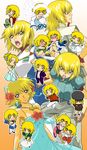  alternate_costume bare_shoulders blonde_hair cagalli_yula_athha chibi gundam gundam_seed gundam_seed_destiny multiple_persona non-web_source short_hair tears yellow_eyes 