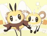  antennae brown_scarf bug cutiefly gen_7_pokemon insect insect_wings looking_at_viewer no_humans nonojico open_mouth pokemon pokemon_(creature) ribombee scarf smile sparkling_eyes wings 