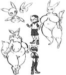  anthro big_breasts blush breasts dragoon-rekka eevee female human male mammal nintendo nude pikachu pok&eacute;mon pok&eacute;mon_trainer size_difference sketch slightly_chubby video_games 