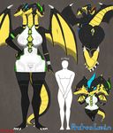  2016 3_heads 4_toes 5_fingers andrea_lexin anthro big_breasts bikini black_skin blue_eyes blush breasts butt claws clothed clothing collar dragon dress eyelashes faceless_male fangs female green_eyes hand_on_hip human hydra legwear looking_at_viewer looking_back male mammal model_sheet multi_head nnecgrau raised_tail red_eyes spikes standing stockings swimsuit thick_thighs thigh_highs toe_claws toes wings yellow_skin 