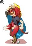  anthro balls barefoot canine claws clothed clothing erection fan_character fur knot looking_at_viewer luxuria lycanroc male mammal nintendo penis pok&eacute;mon sharp_claws sharp_teeth shirt smile solo teeth toe_claws video_games wolf 