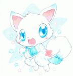  arctic_fox blue_eyes blue_fur blush bracelet canine cute female fluffy fluffy_tail fox fur furari jewelpet jewelry larimar light long_tail magic mammal multicolored_fur necklace smile snowflake star two_tone_fur watch white_fur 