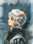  1girl animal_ears blue_eyes doraeshi female final_fantasy final_fantasy_xi mithra profile short_hair silver_hair solo 