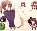  atarashi_ako bare_legs bottomless jacket long_sleeves lowres matsumi_kuro matsumi_yuu multiple_girls naked_track_jacket no_pants sagimori_arata saki saki_achiga-hen takakamo_shizuno track_jacket 